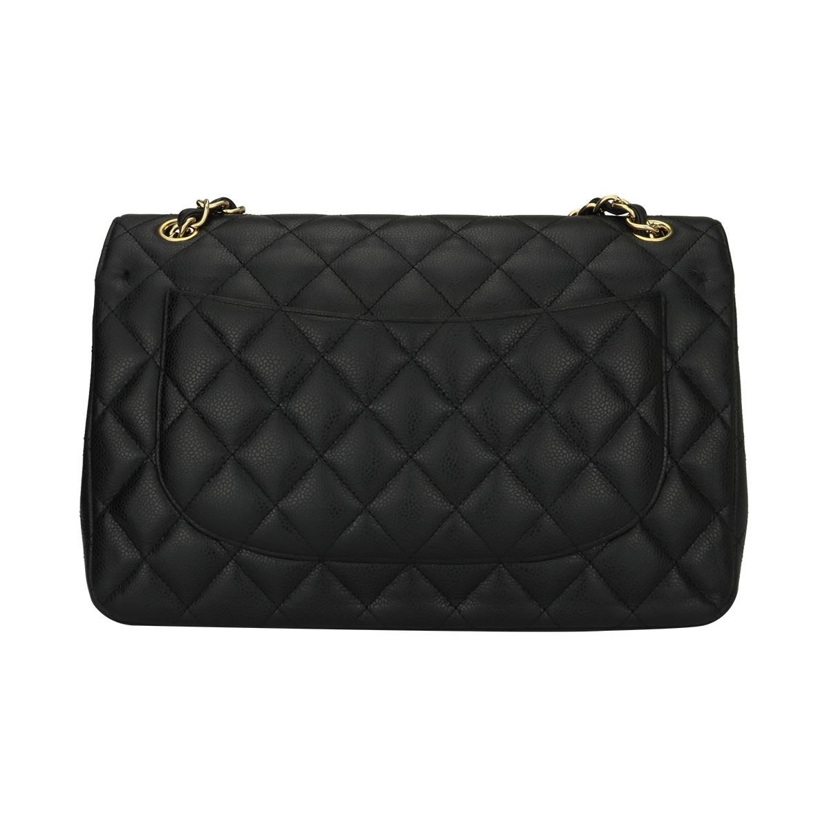 Women's or Men's CHANEL Classic Jumbo Double Flap Black Caviar with Gold Hardware 2014