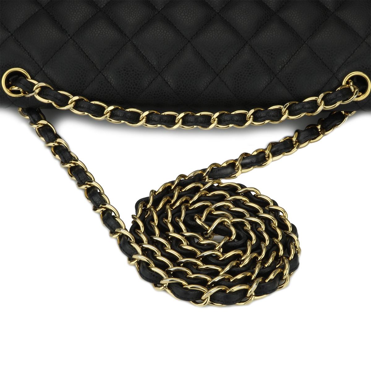 CHANEL Classic Jumbo Double Flap Black Caviar with Gold Hardware 2014 8