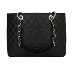 CHANEL Grand Shopping Tote (GST) Black Caviar with Silver Hardware 2014