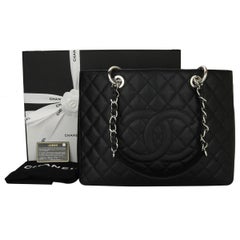 CHANEL Grand Shopping Tote (GST) Black Caviar with Silver Hardware 2014