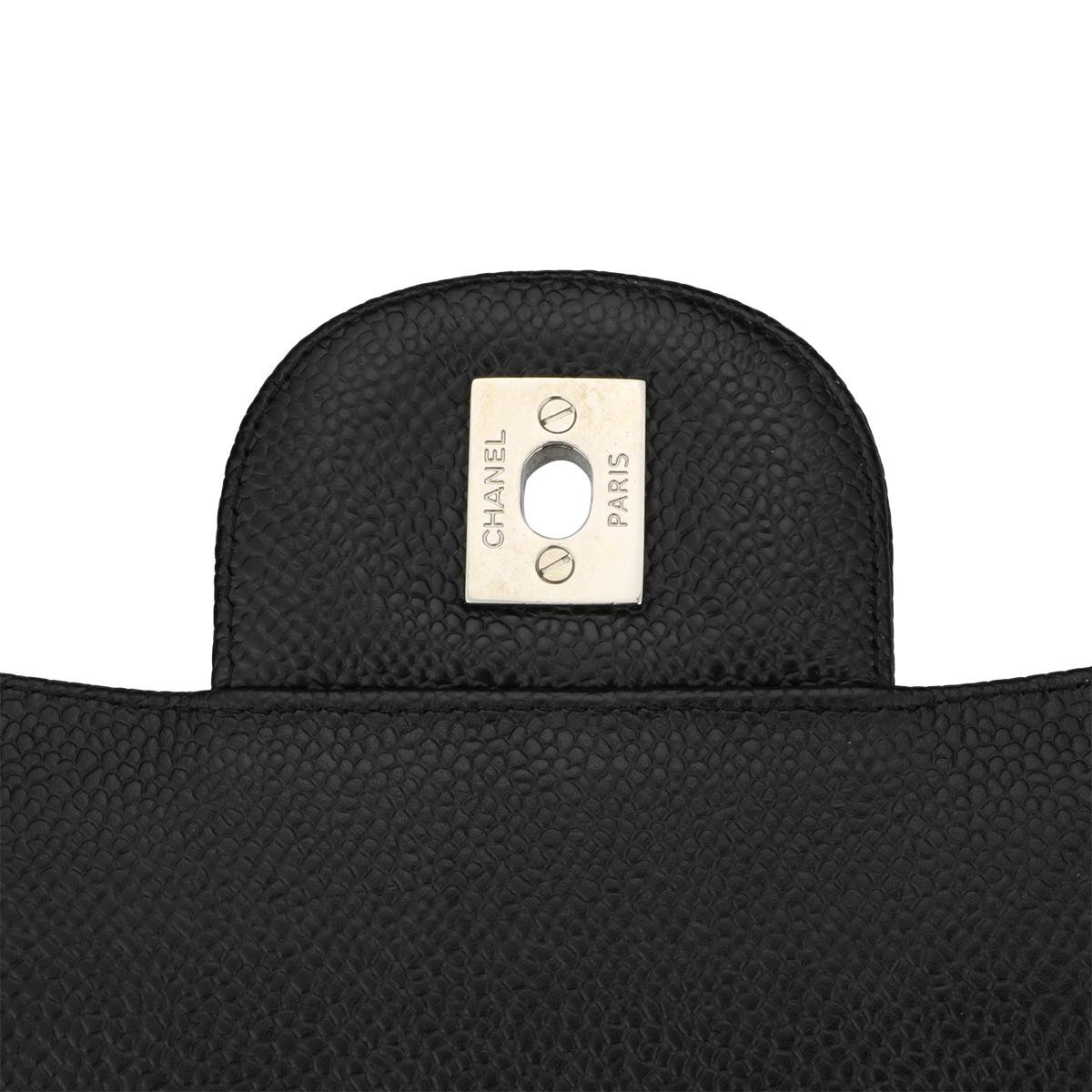 CHANEL Black Caviar Maxi Double Flap with Silver Hardware 2012 7