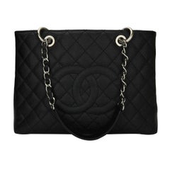 CHANEL Grand Shopping Tote (GST) Black Caviar with Silver Hardware 2014