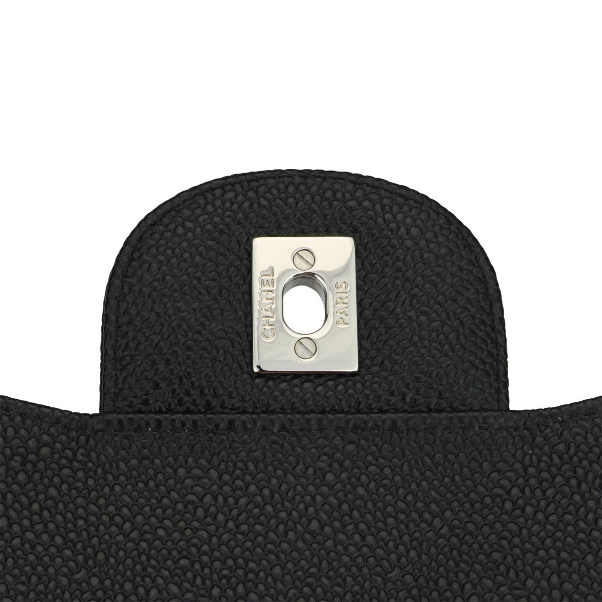 CHANEL Classic Jumbo Double Flap Black Caviar with Silver Hardware 2012 9
