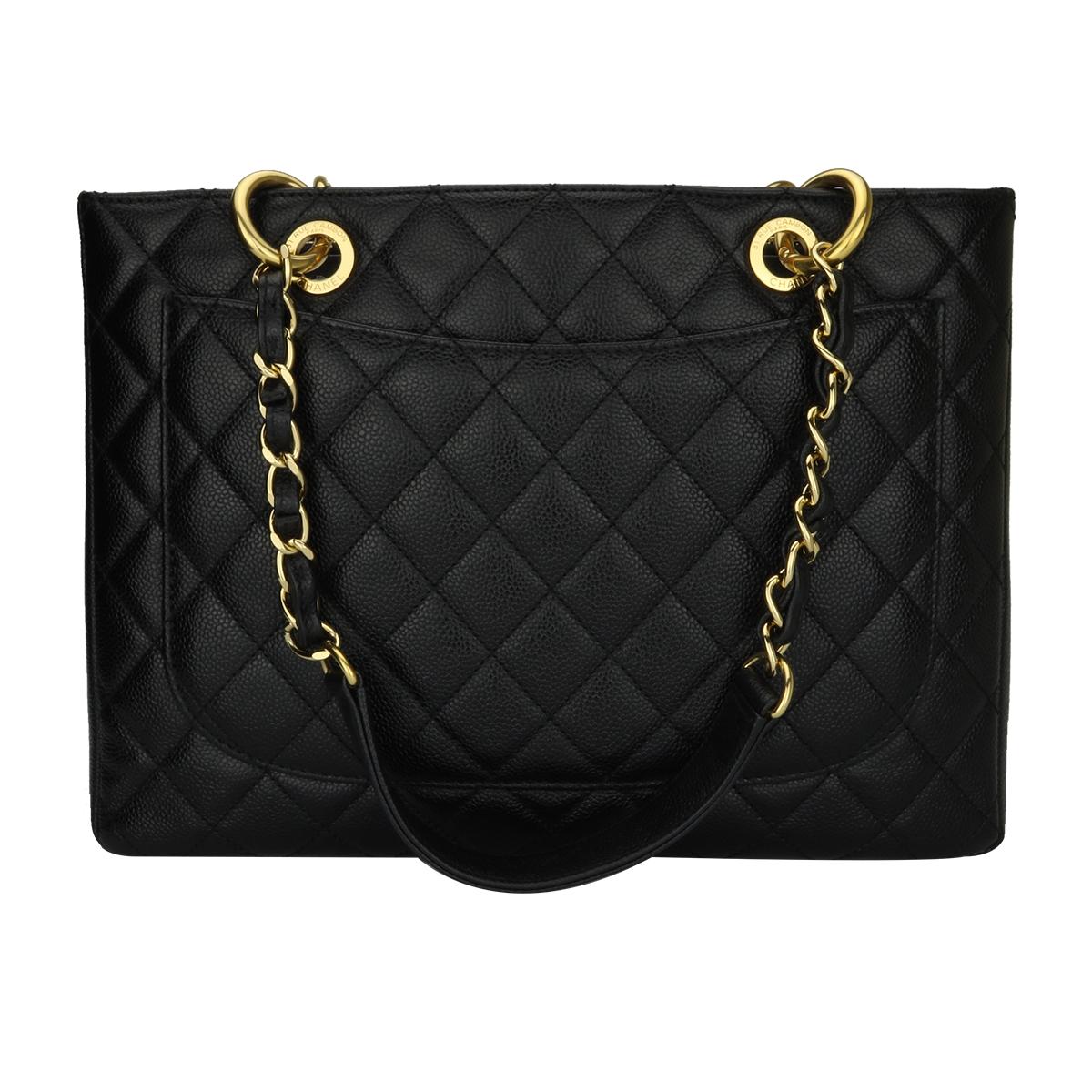 chanel gst black caviar gold hardware