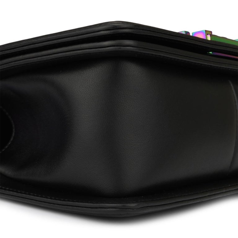 Chanel Small LED Boy Black Lambskin Bag with Rainbow Hardware