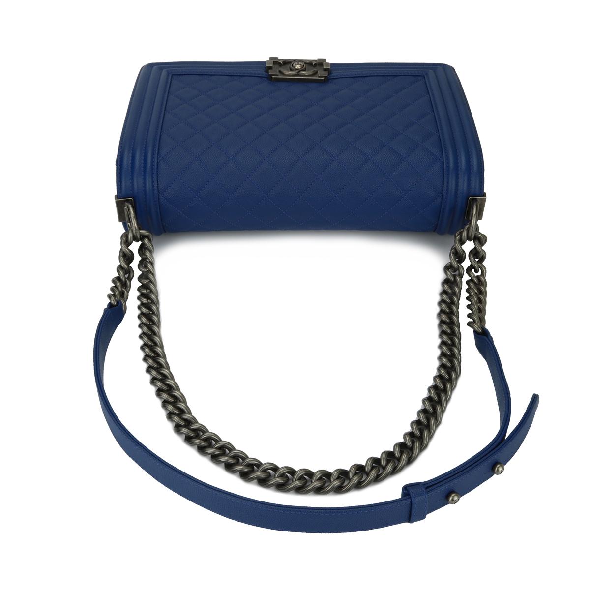CHANEL New Medium Quilted Boy Blue Caviar with Ruthenium Hardware 2018 4