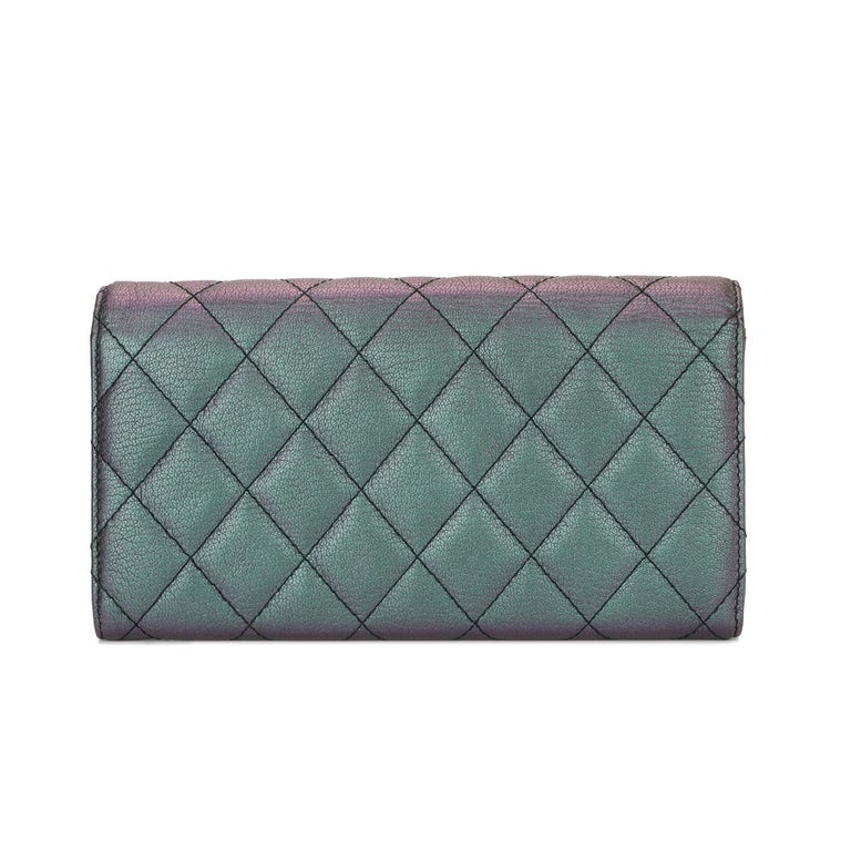 CHANEL Iridescent Goatskin Quilted Small Double Carry Waist Chain Flap  Purple, FASHIONPHILE