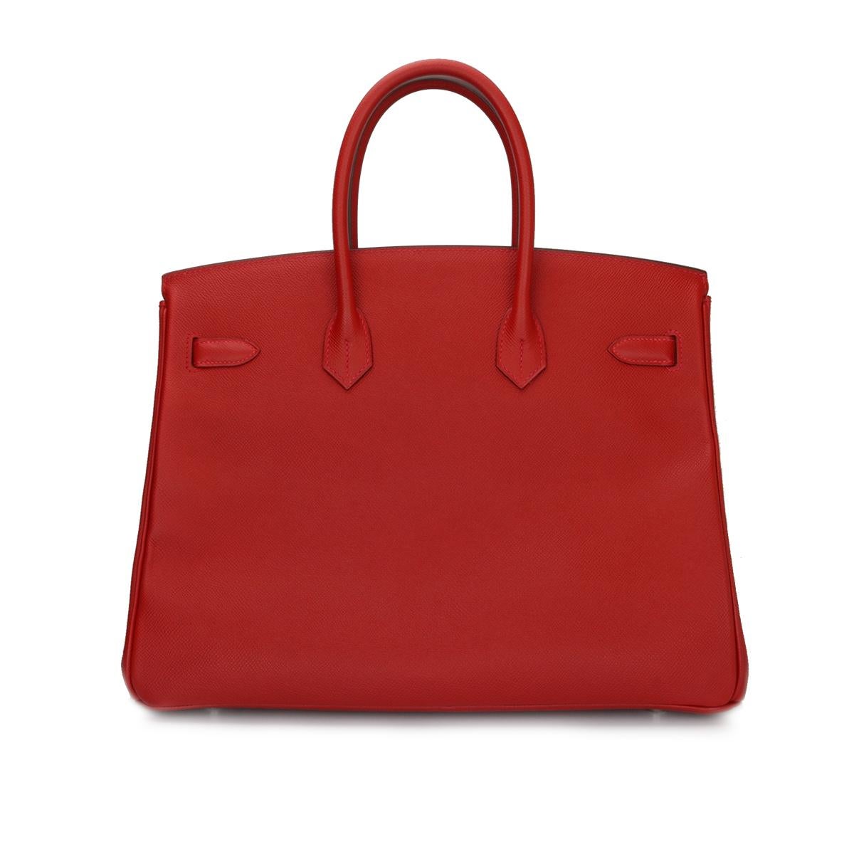Red Hermès Birkin 35cm Q5 Rouge Casaque Epsom Leather with Palladium Hardware 2015