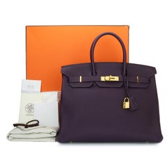 Hermès Birkin 35cm 59 Raisin Togo Leather with Gold Hardware Stamp T 2015