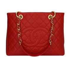 CHANEL Grand Shopping Tote (GST) Red Caviar with Gold Hardware 2014