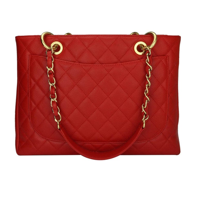 CHANEL Grand Shopping Tote (GST) Red Caviar with Gold Hardware 2014
