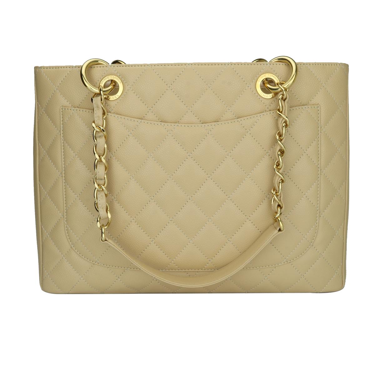 CHANEL Grand Shopping Tote (GST) Beige Clair Caviar with Gold Hardware 2013 In Excellent Condition In Huddersfield, GB