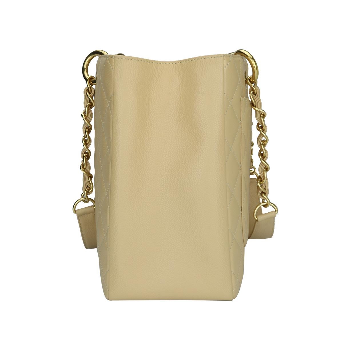 Women's or Men's CHANEL Grand Shopping Tote (GST) Beige Clair Caviar with Gold Hardware 2013