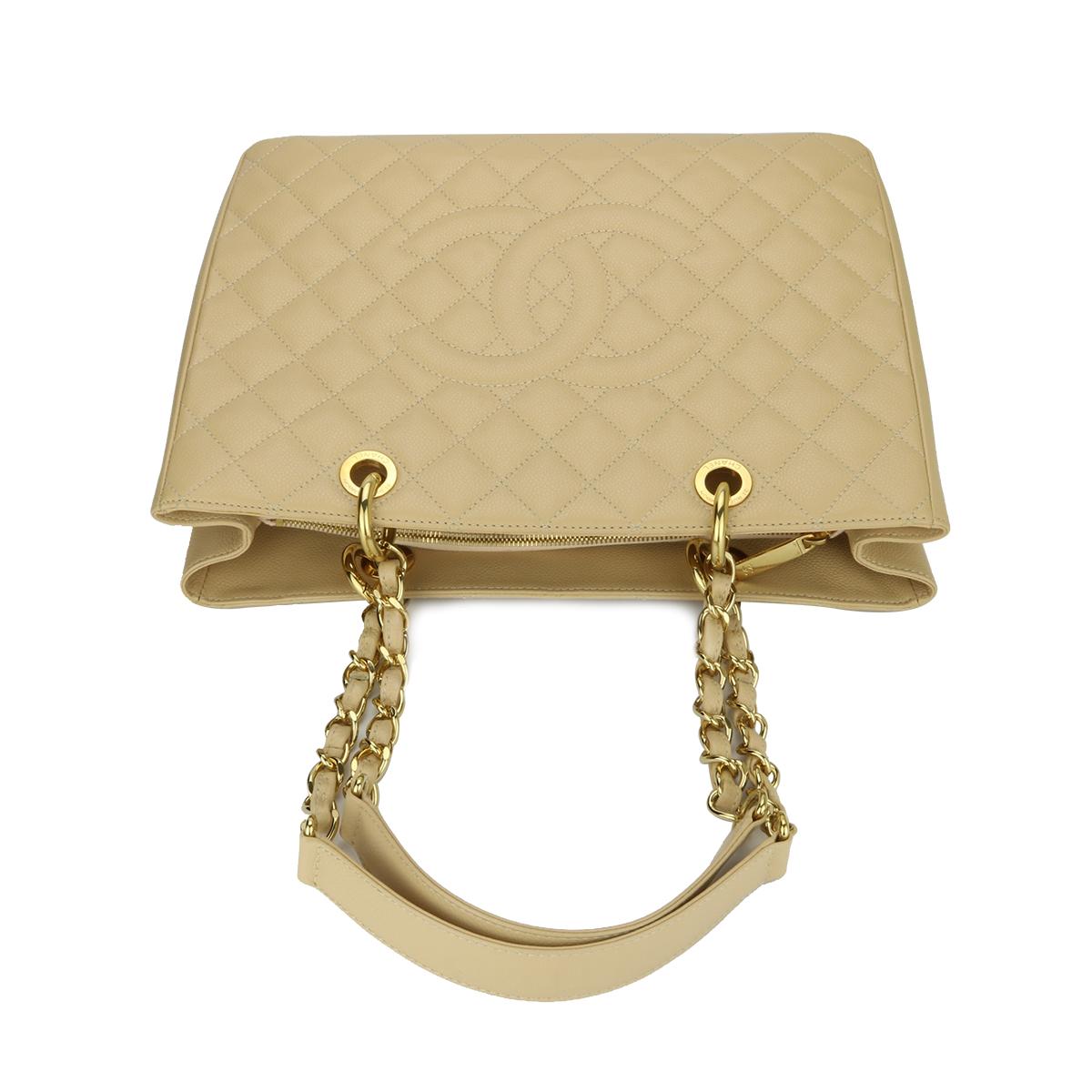 CHANEL Grand Shopping Tote (GST) Beige Clair Caviar with Gold Hardware 2013 7