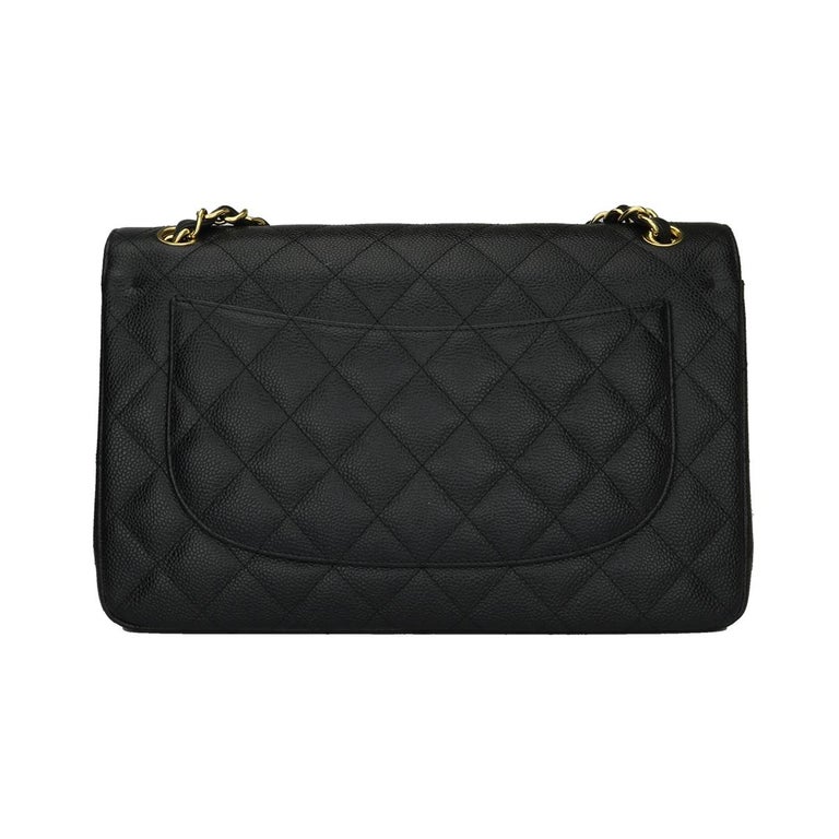 CHANEL Classic Jumbo Double Flap Black Caviar with Gold Hardware 2012 ...