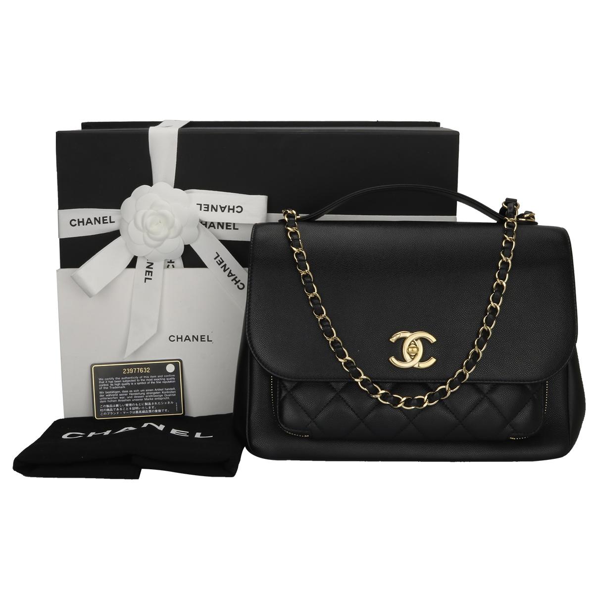 Authentic CHANEL Business Affinity Large Black Caviar/Calfskin with Champagne Hardware 2017.

This stunning bag is in a mint condition, the bag still holds its original shape, and the hardware is still very shiny.

Exterior Condition: Mint