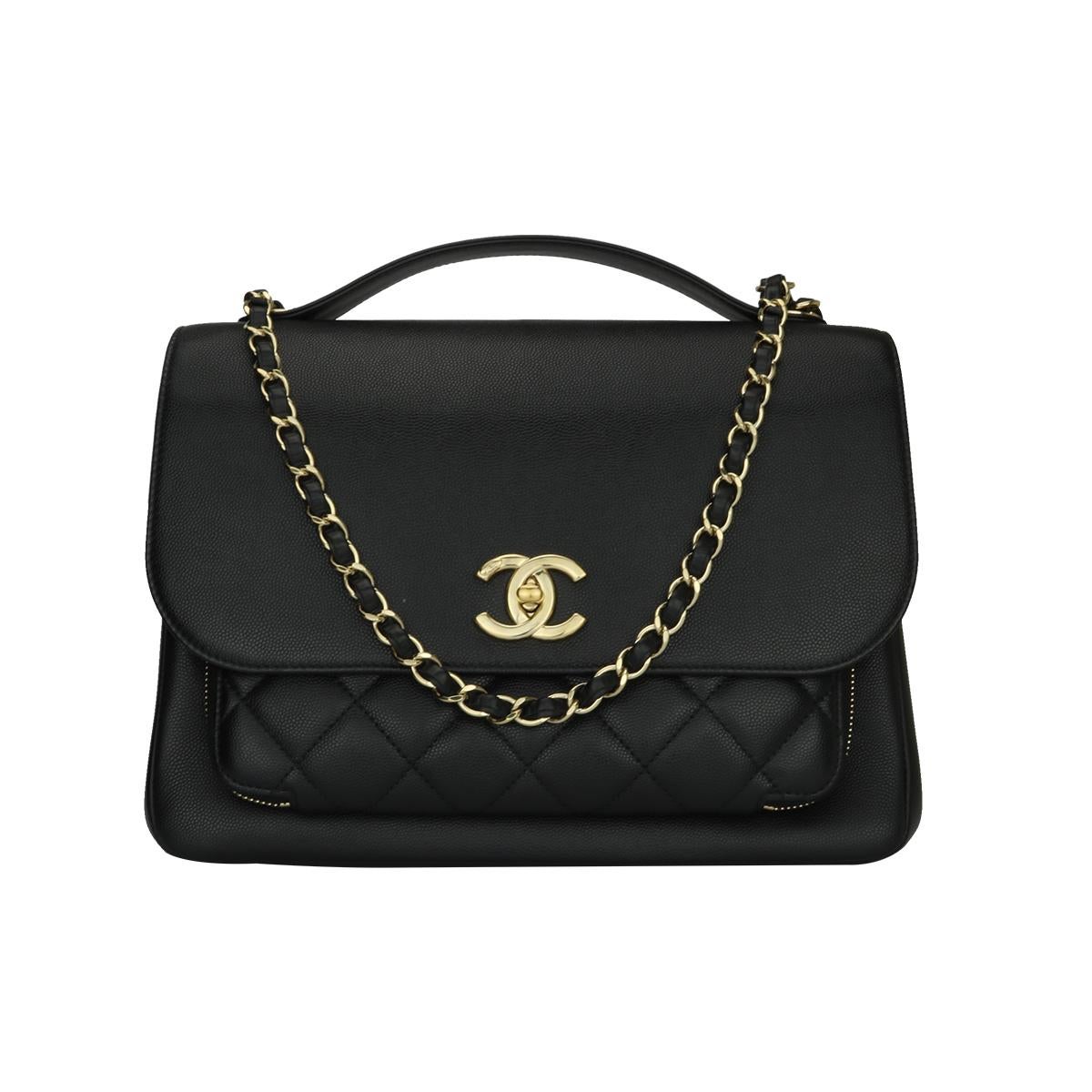 CHANEL Business Affinity Large Black Caviar with Champagne Hardware 2017