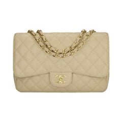 CHANEL Classic Single Flap Jumbo Beige Clair Caviar avec matériel doré 2009