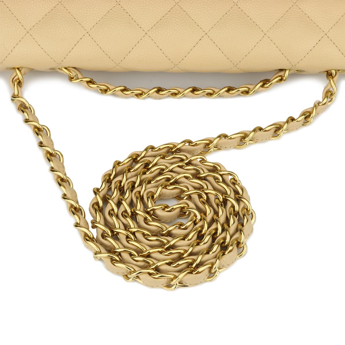 CHANEL Classic Single Flap Jumbo Beige Clair Caviar with Gold Hardware 2009 5