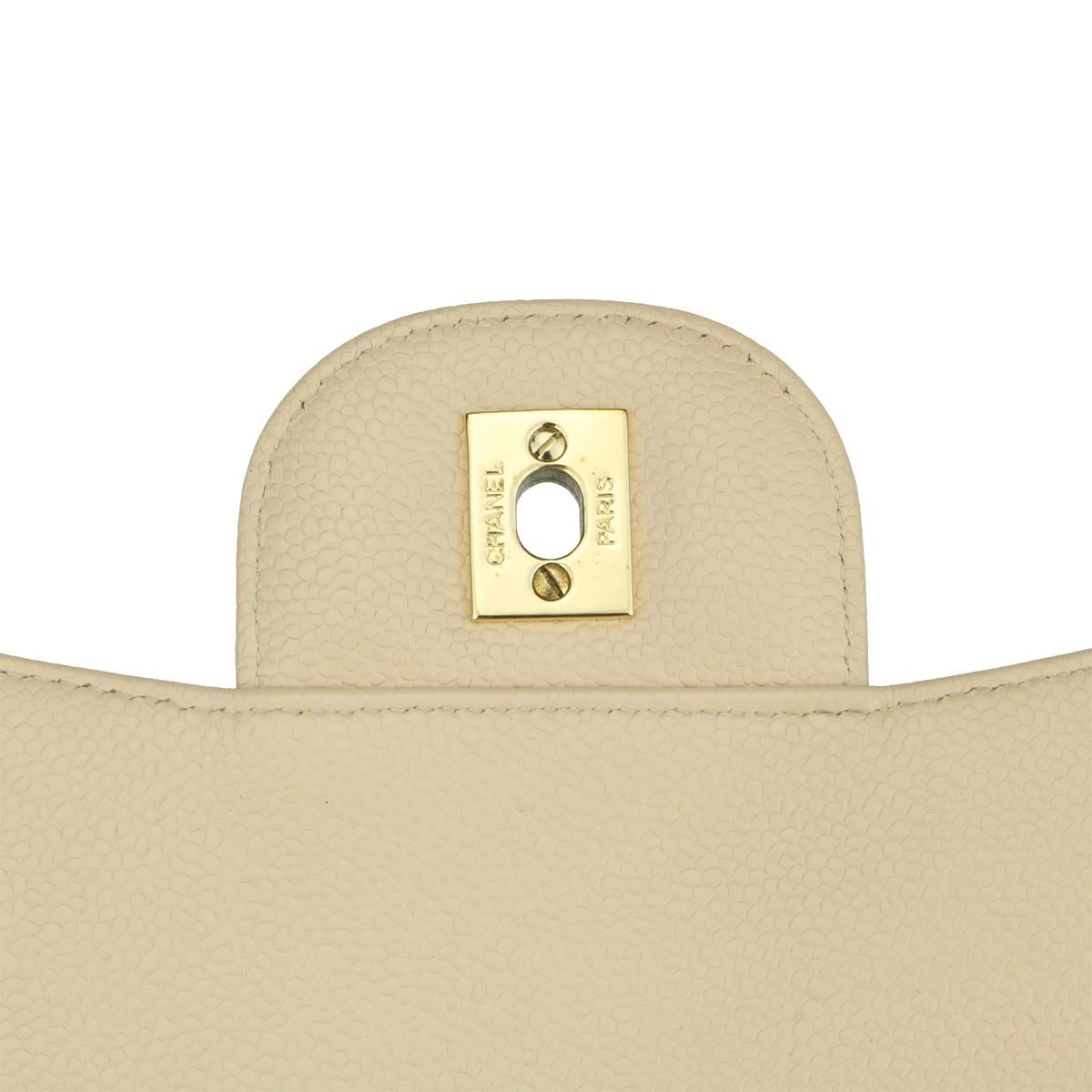 CHANEL Classic Single Flap Jumbo Beige Clair Caviar with Gold Hardware 2009 7