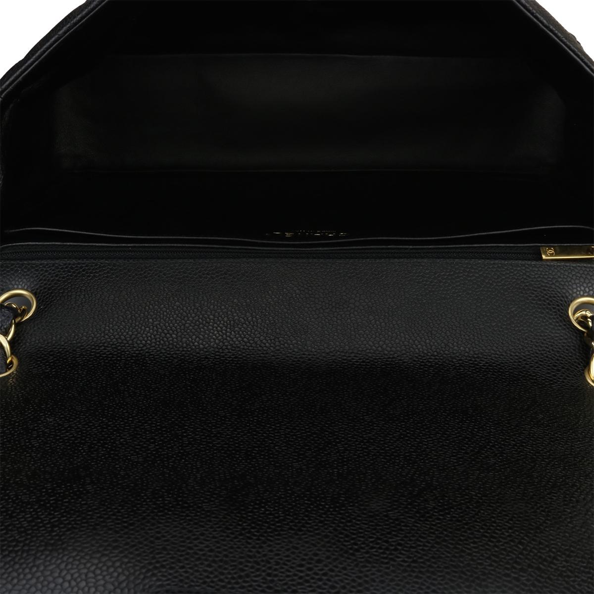 CHANEL Black Caviar Maxi Single Flap with Gold Hardware 2009 8