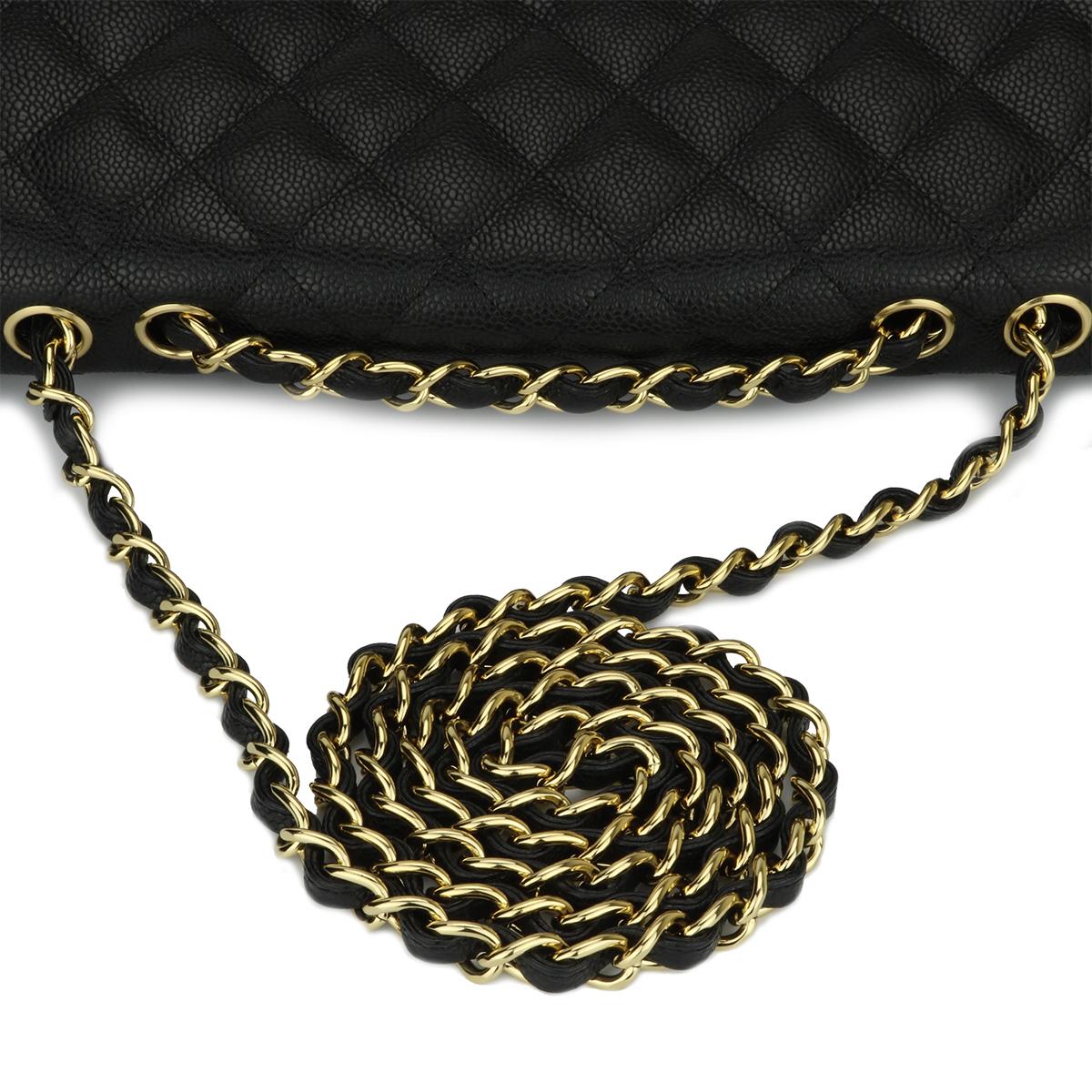 CHANEL Classic Single Flap Jumbo Black Caviar with Gold Hardware 2008 5