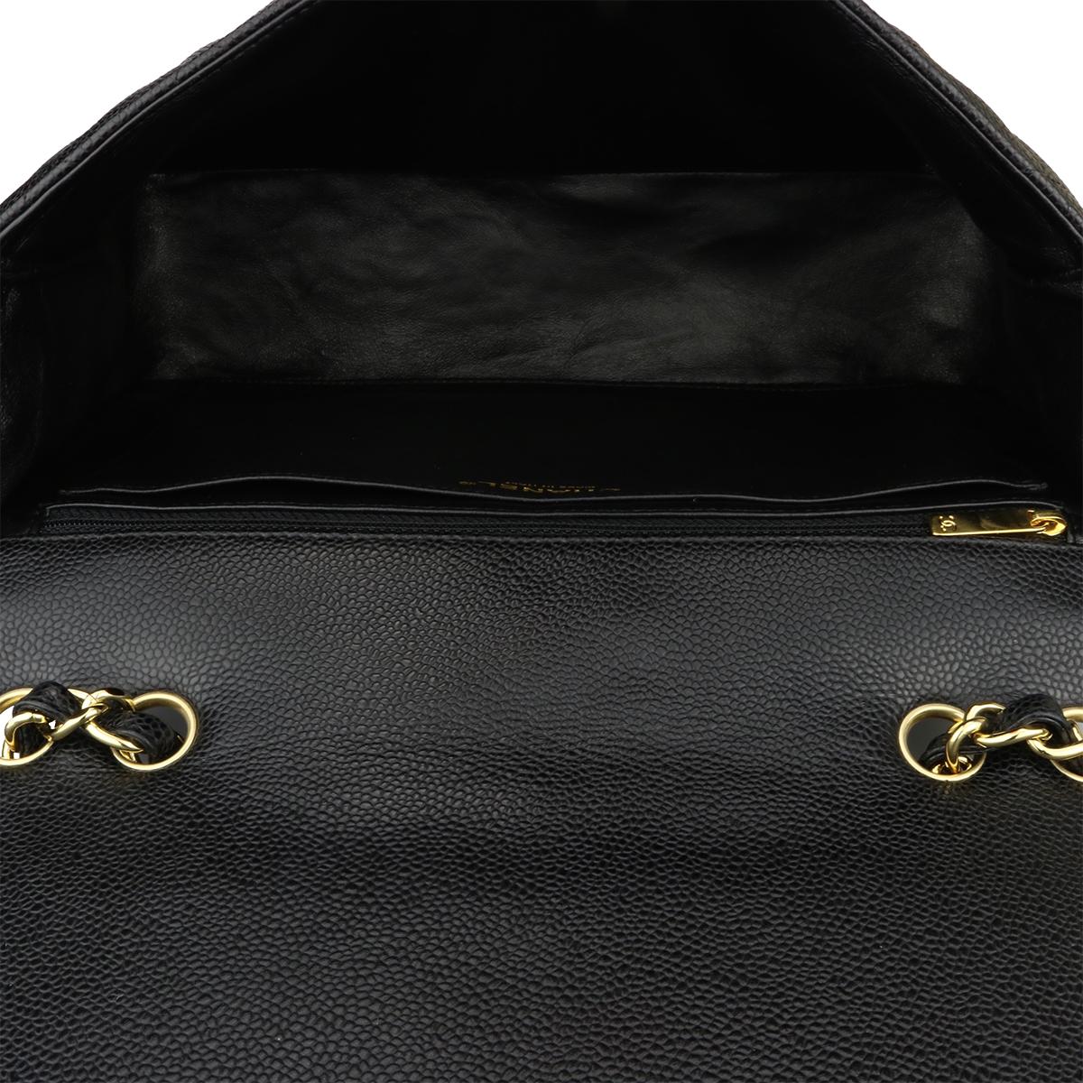 CHANEL Classic Single Flap Jumbo Black Caviar with Gold Hardware 2008 8