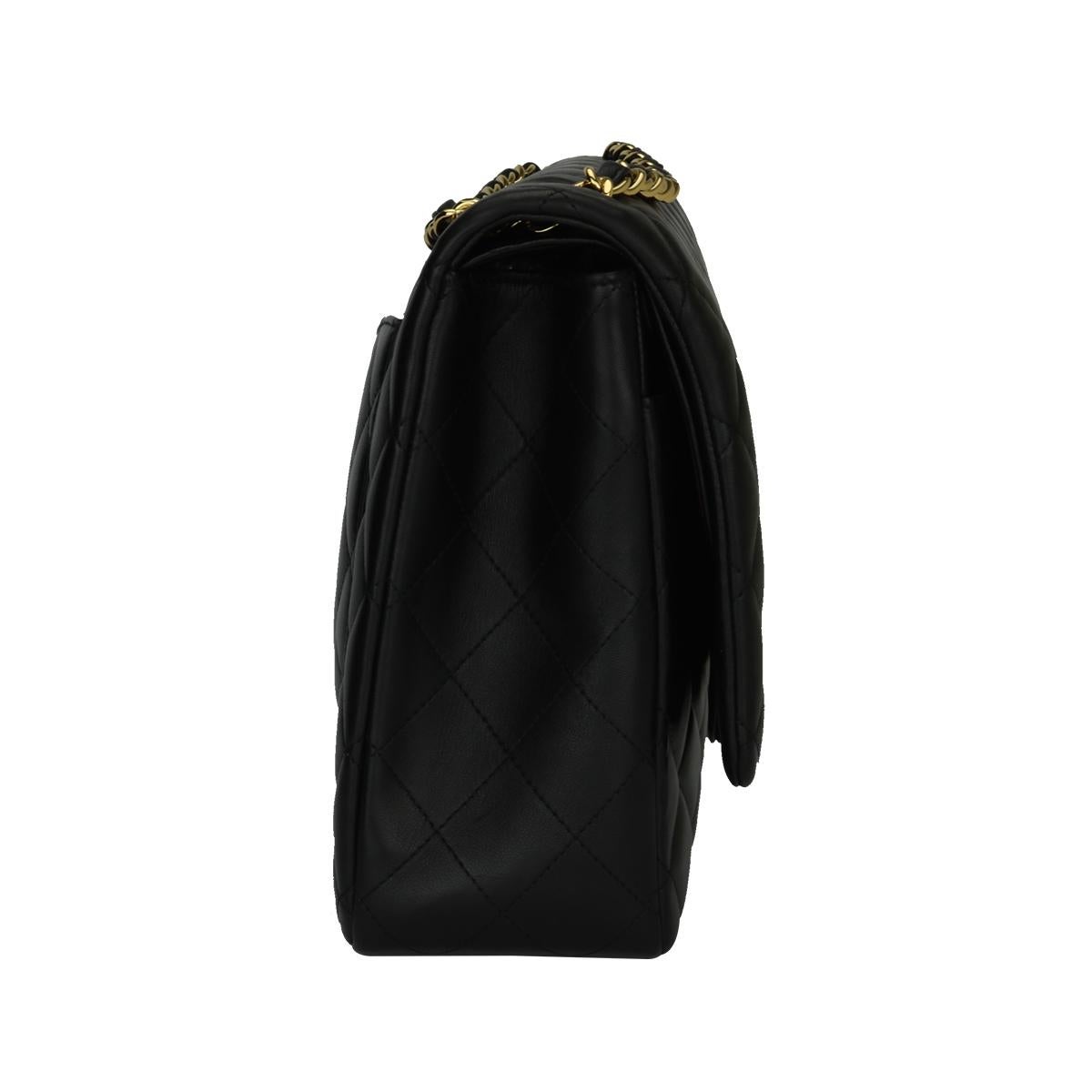 CHANEL Black Lambskin Maxi Double Flap with Gold Hardware 2012 1