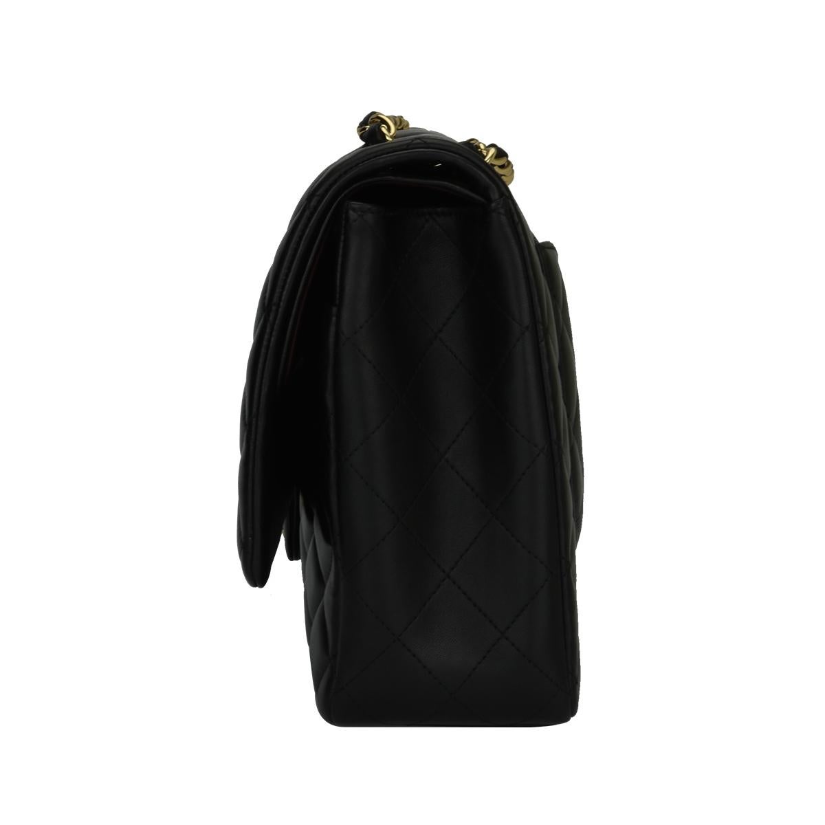 CHANEL Black Lambskin Maxi Double Flap with Gold Hardware 2012 2