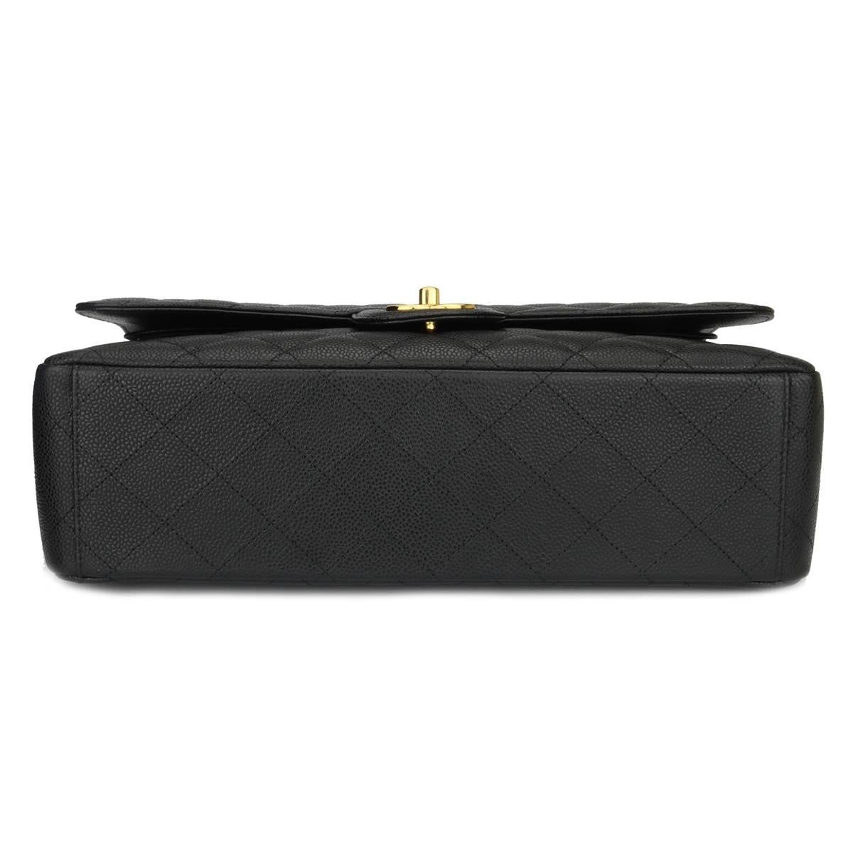 Women's or Men's CHANEL Black Caviar Maxi Double Flap with Gold Hardware 2016