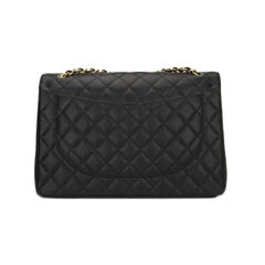 CHANEL Black Caviar Maxi Double Flap with Gold Hardware 2016