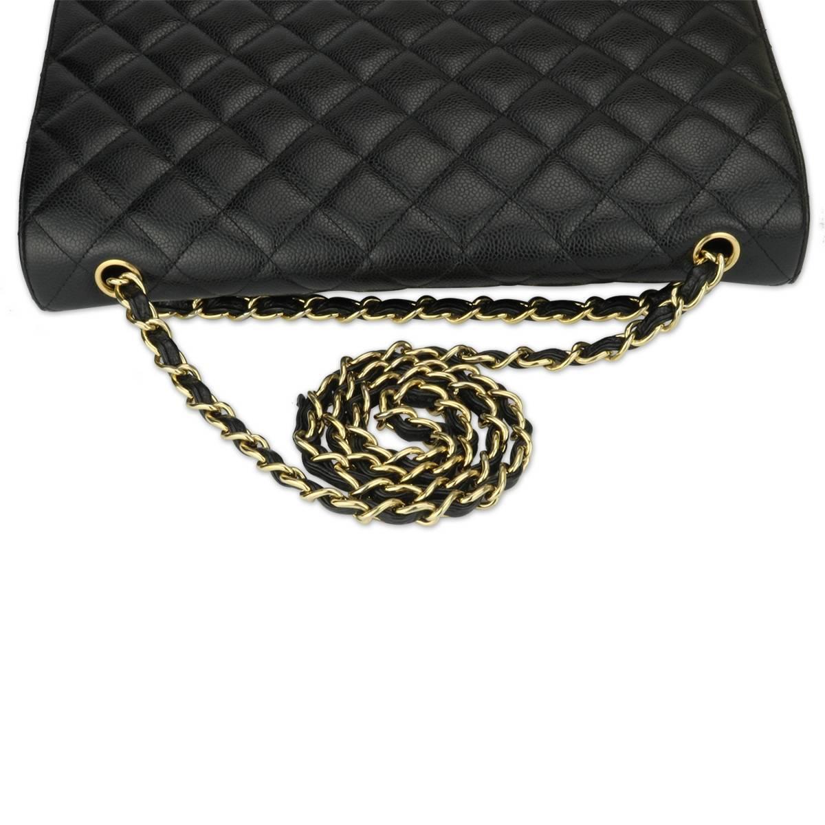 CHANEL Black Caviar Maxi Double Flap with Gold Hardware 2012 2