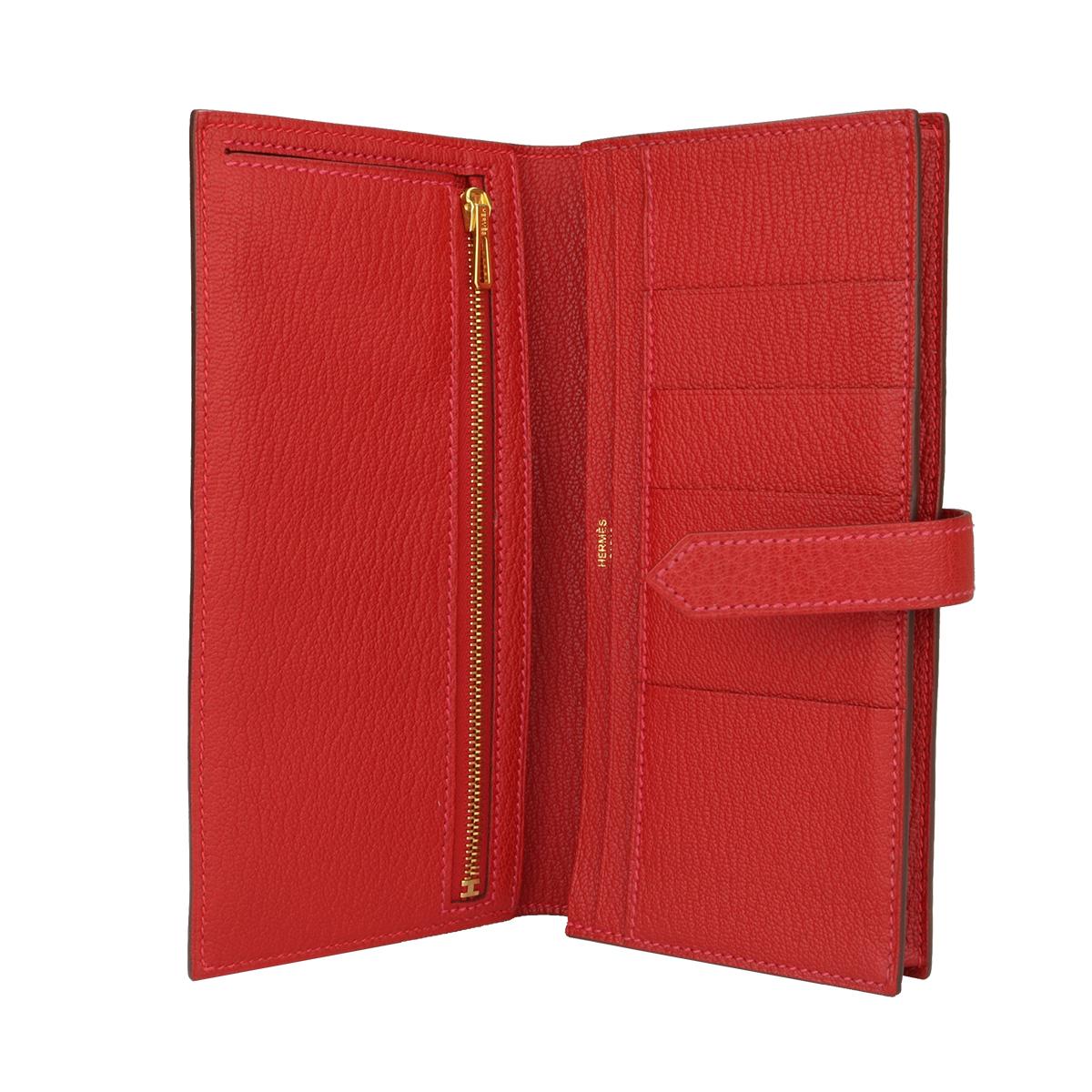 Hermès Bearn Wallet Q5 Rouge Casaque Goatskin with Gold Hardware Stamp Q 2013 5