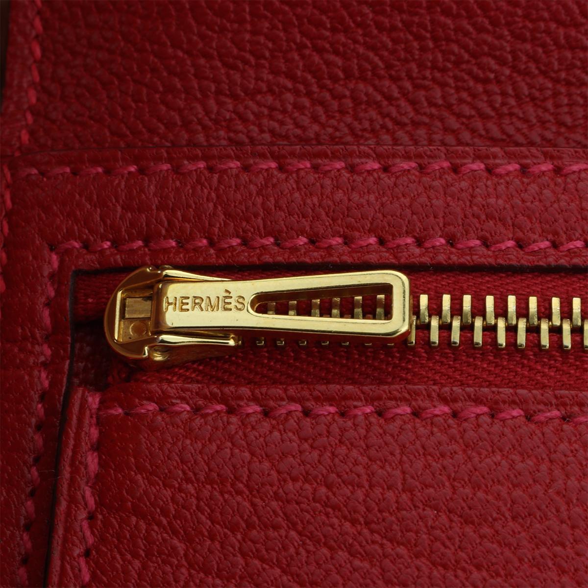 Hermès Bearn Wallet Q5 Rouge Casaque Goatskin with Gold Hardware Stamp Q 2013 7