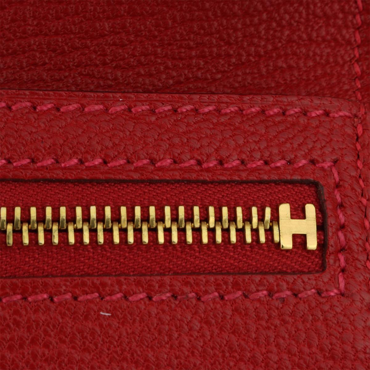 Hermès Bearn Wallet Q5 Rouge Casaque Goatskin with Gold Hardware Stamp Q 2013 8