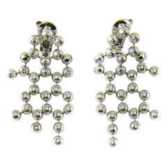 Perles de Diamants Diamond Gold Dangle Earrings