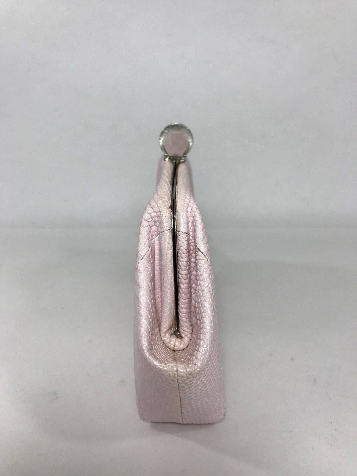 Women's or Men's Judith Leiber Lizard Skin Pink Clutch For Sale