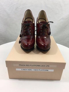 Prada Platform Lace Ups in Burgundy