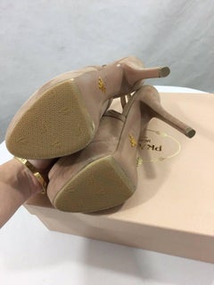 Prada Beige Suede Platform Stiletto High Heeled Shoes