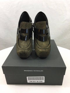 Proenza Schouler Closed Toe Brown Patent Leather Platform loafer Heels