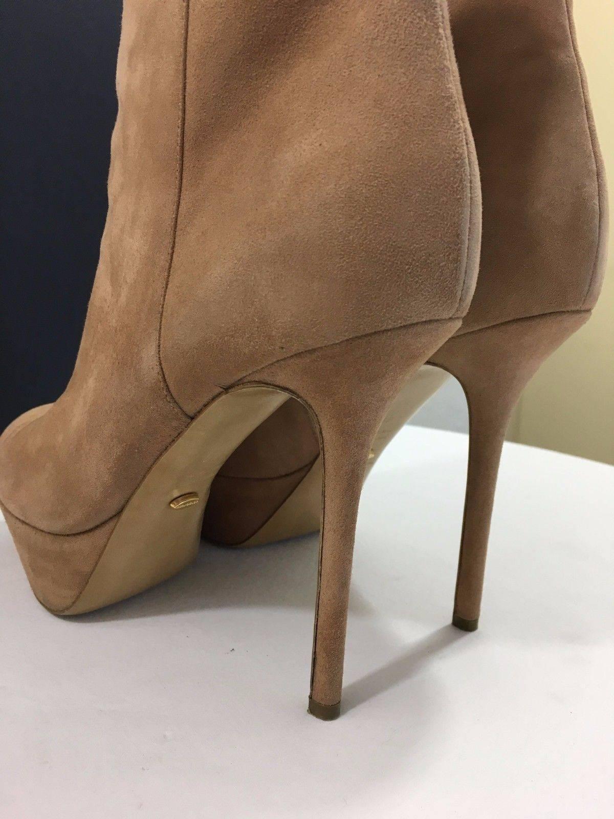 Sergio Rossi Nude Suede Stiletto Ankle Platform Boots  For Sale 4