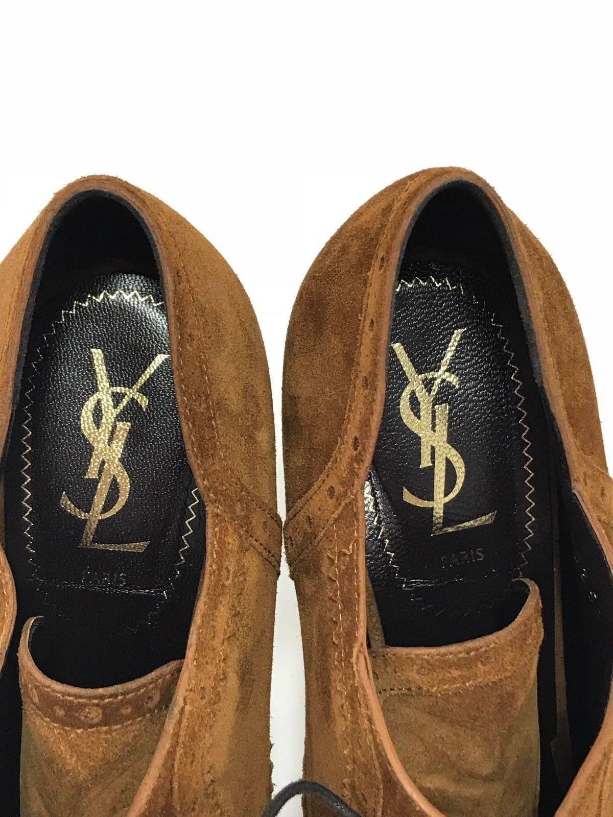 YSL Stiletto Tribute Light Suede Lace Up Heels  In Excellent Condition For Sale In Saint Charles, IL