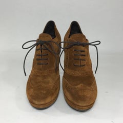 YSL Stiletto Tribute Light Suede Lace Up Heels