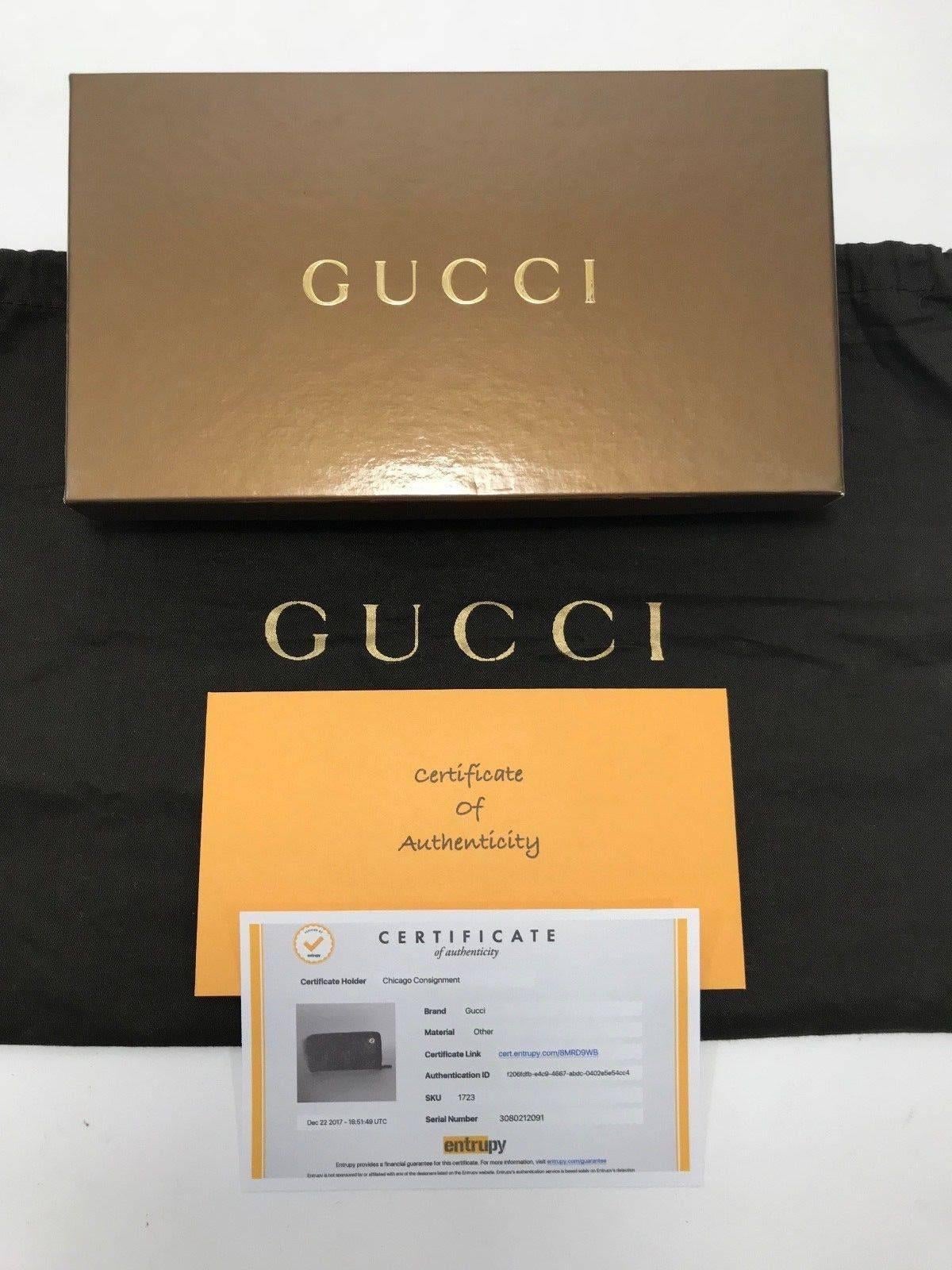 MODEL - Gucci Diamante Studded Zippy Wallet

CONDITION - Exceptional. Clean. No rips, holes, tears, stains or odors. Pieces maintains original shape without cracks or creases. Minor tarnishing on hardware but no chipping.

SKU - 1723

ORIGINAL