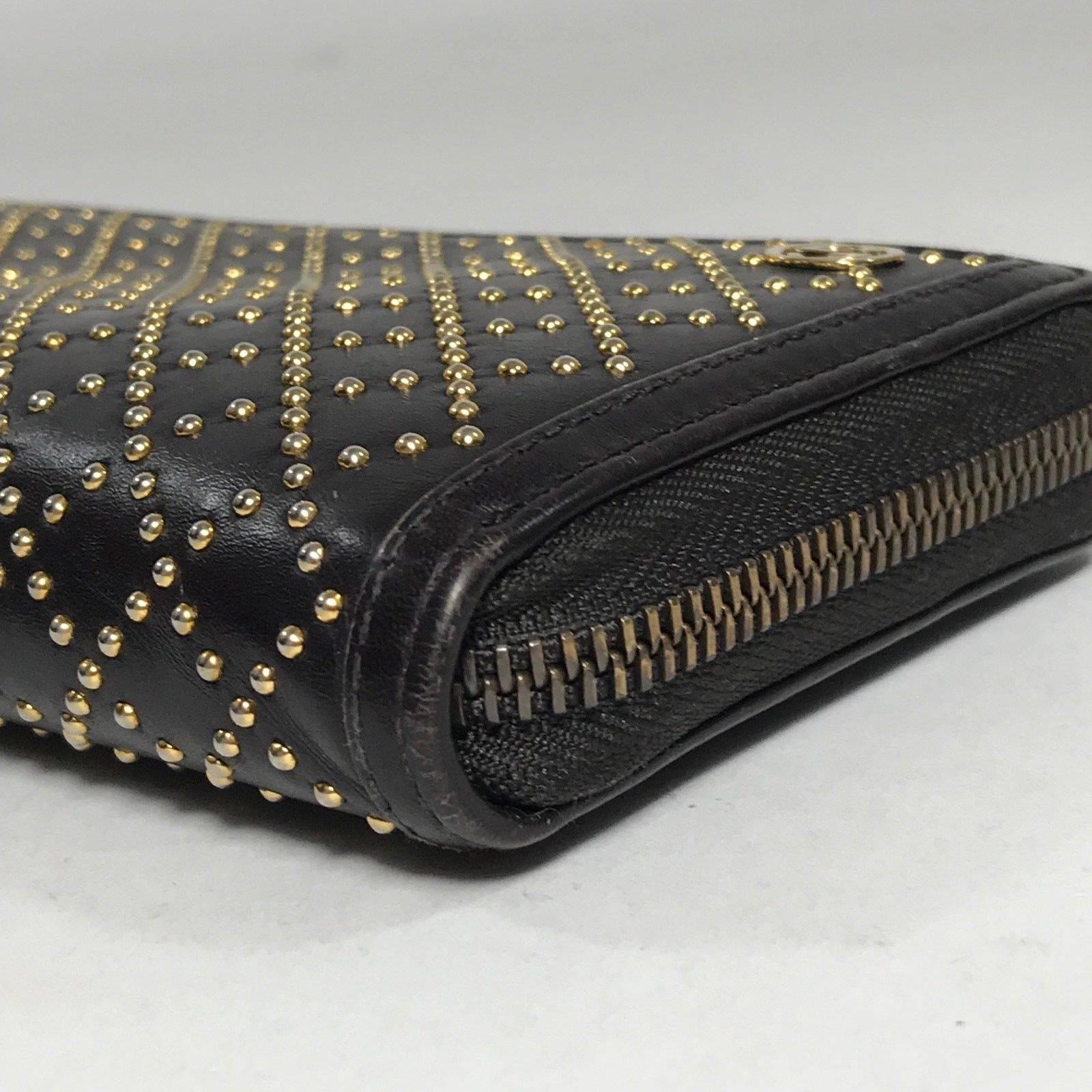 Black Gucci Diamante Studded Zippy Wallet For Sale