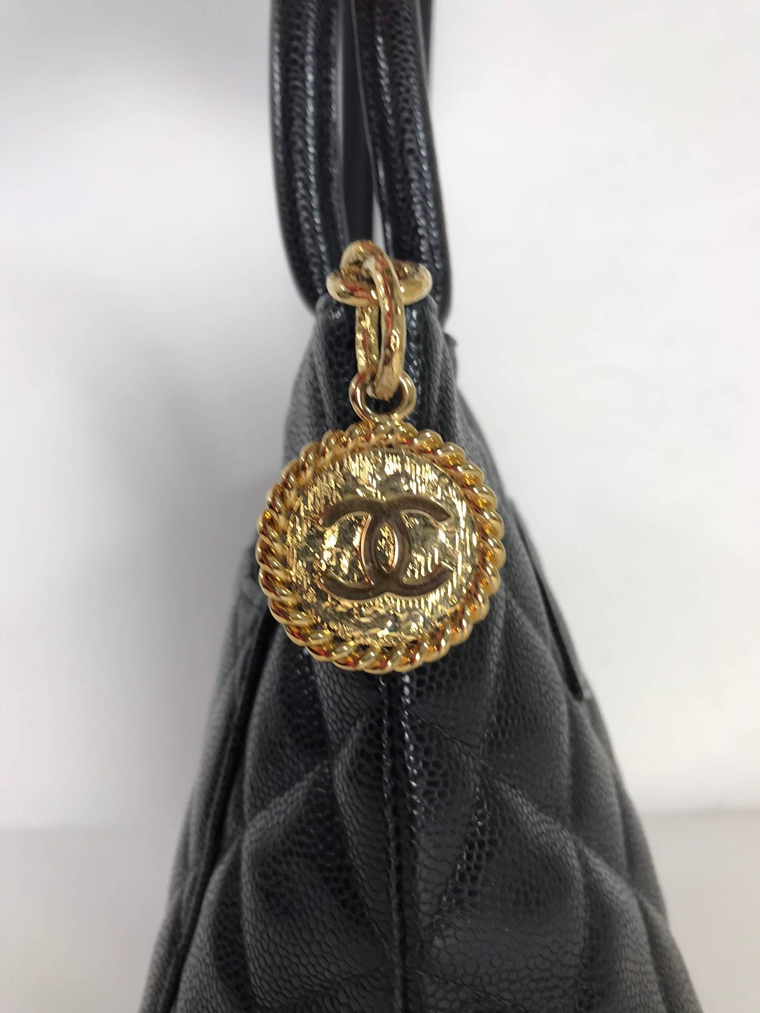 Chanel Caviar Leather Medallion with Gold Hardware in Black Shoulder Bag 4
