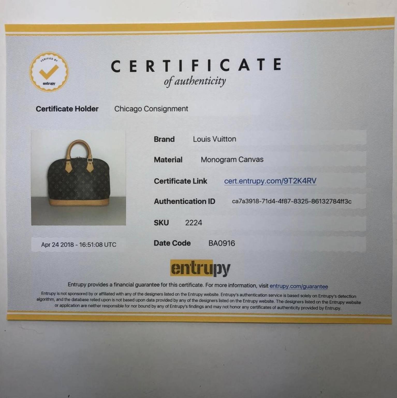 MODEL - Louis Vuitton Monogram Alma PM

CONDITION - Exceptional. Light vachette with minor watermarks, no dryness and no cracking. Bright and shiny hardware with no tarnishing or chipping. No rips, holes, tears, stains or odors. Piece maintains