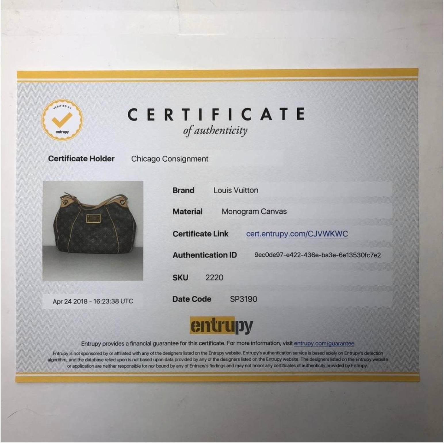 MODEL - Louis Vuitton Monogram Galliera PM

CONDITION - Very Good. Light vachette with watermarks on strap, no dryness and no cracking. Bright and shiny hardware with no tarnishing or chipping. No rips, holes, tears, stains or odors. Piece maintains