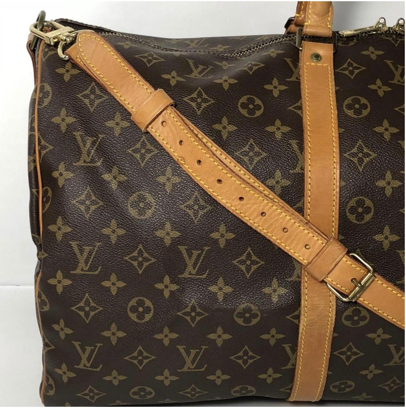 Black Louis Vuitton Monogram Keepall Bandoliere 55 Travel Handbag