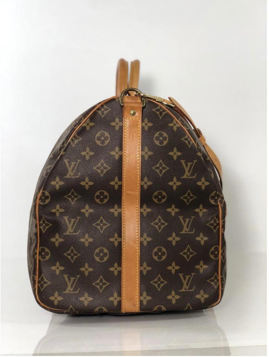 Louis Vuitton Monogram Keepall Bandoliere 55 Travel Handbag 1